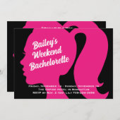 Party Pink & Black Weekend Bachelorette Einladung (Vorne/Hinten)