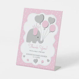 Party Pink gray tone Elephant Baby Shower Girl Sockelschild