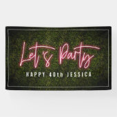 Party Pink Neon Boxwood Geburtstag Banner (Horizontal)