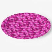 Party Pink Pixels Papierplatten, Party Teller (Schrägansicht)