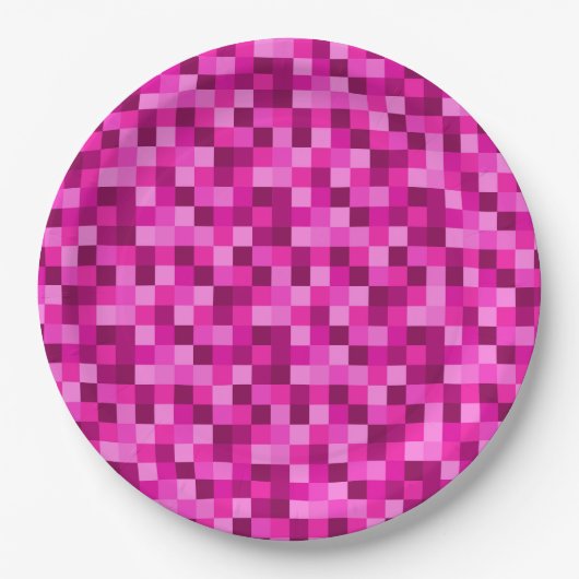 Party Pink Pixels Papierplatten, Party Teller (Vorderseite)