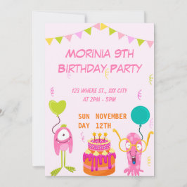 Party Pink Playful Animal Birthday Einladung