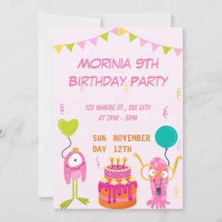 Party Pink Playful Animal Birthday Einladung