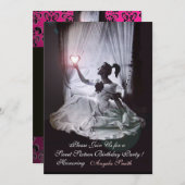 PARTY, PINK, SCHWARZ UND WEISS EINLADUNG (Vorne/Hinten)