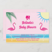 Party Pink Tropical Beach Baby Dusche Einladung (Vorne/Hinten)
