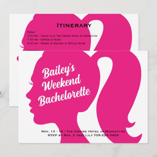 Party Pink Weekend Einladung (Vorne/Hinten)