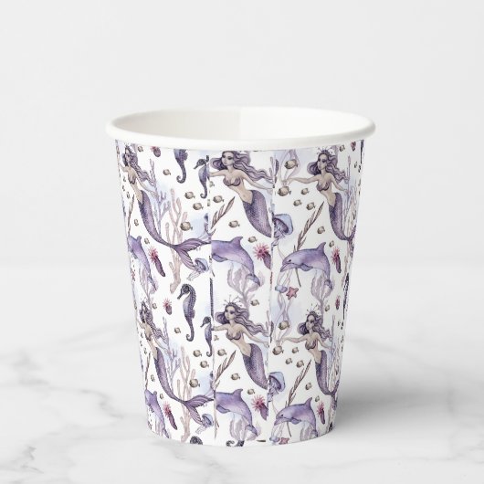 Party Pirate Aquarell Meerjungfrauen Delphine Pappbecher (Links)