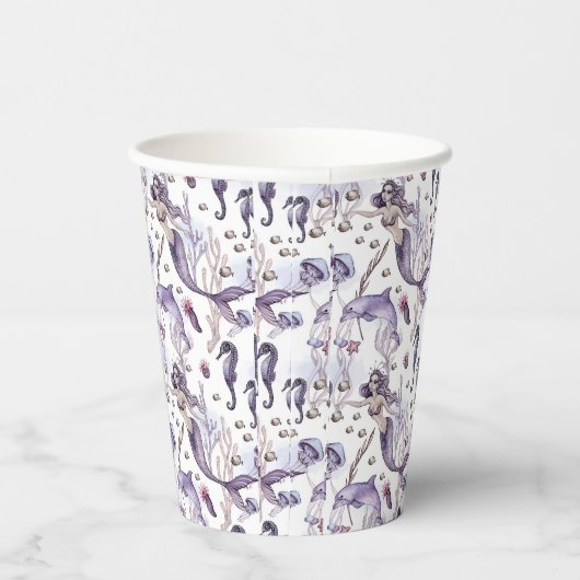 Party Pirate Aquarell Meerjungfrauen Delphine Pappbecher (Rechts)