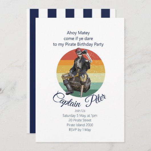 Party Pirate Einladung (Vorne/Hinten)