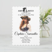 Party Pirate Girl Thema Einladung (Stehend Vorderseite)