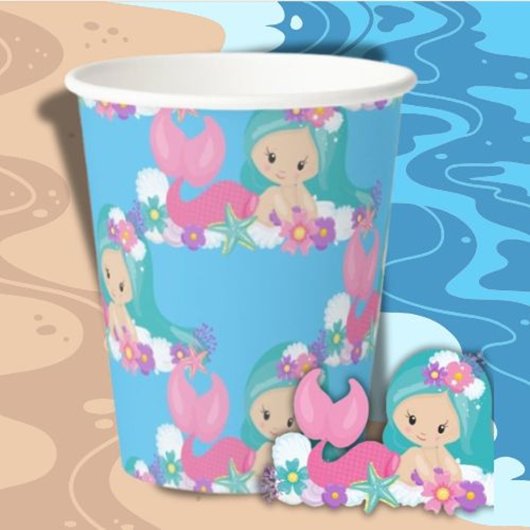 Party Pirate rosa mermaids Paper Cups Pappbecher