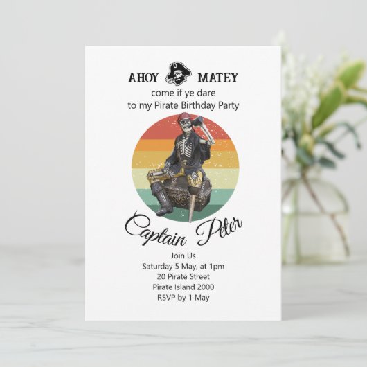 Party Pirate Skeleton Einladung (Stehend Vorderseite)
