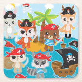 Party Pirate Square Paper Untersetzer (Vorderseite)