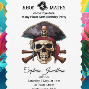 Party Piratenschädel Einladung