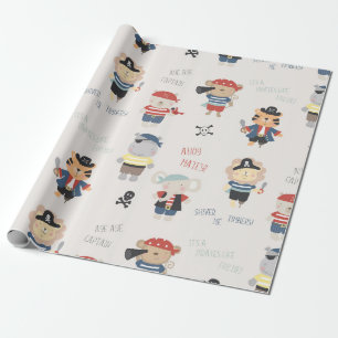 Party Piratenwrapping Paper für die Crew von Tiere Geschenkpapier