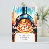 Party Pizza zum Geburtstag Dankeskarte (Stehend Vorderseite)