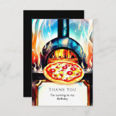 Party Pizza zum Geburtstag Dankeskarte (Vorne/Hinten)