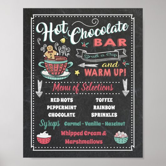 Party-Plakatunterschrift für Hot Chocolate Bar Men Poster (Vorne)