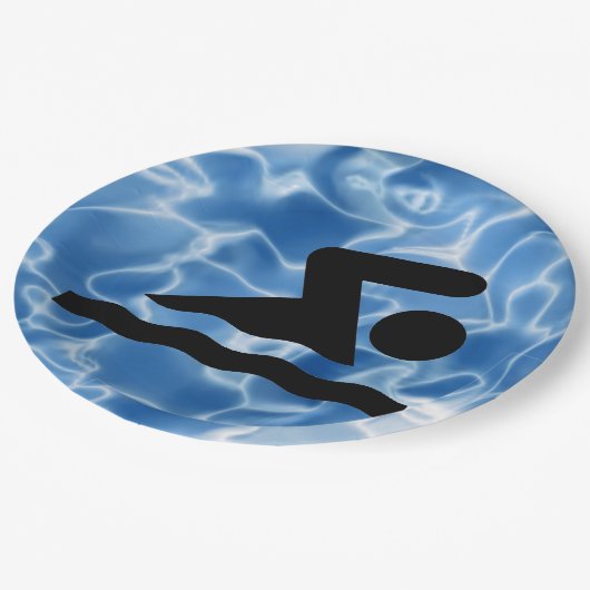 Party-Plakette für Schwimmpapier Pappteller (Schrägansicht)