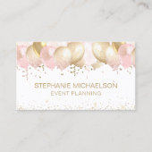 Party Plane Blush Pink Gold Glitzer Ballon Visitenkarte (Vorderseite)