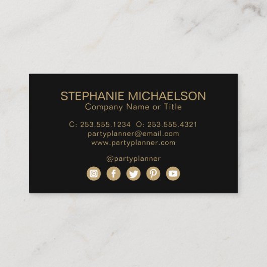 Party Plane Blush Pink Gold Glitzer Ballon Visitenkarte (Rückseite)