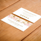 Party Plane Blush Pink Gold Glitzer Ballon Visitenkarte