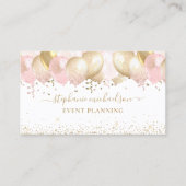 Party Plane Blush Pink Gold Glitzer Ballon Visitenkarte (Vorderseite)