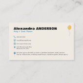 Party Planer Business Card Visitenkarte (Rückseite)