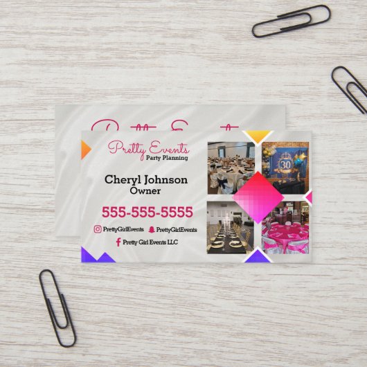 Party Planer Foto Visitenkarte (Vorderseite/Rückseite Beispiel)