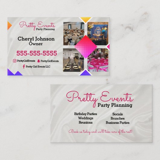 Party Planer Foto Visitenkarte (Vorne/Hinten)