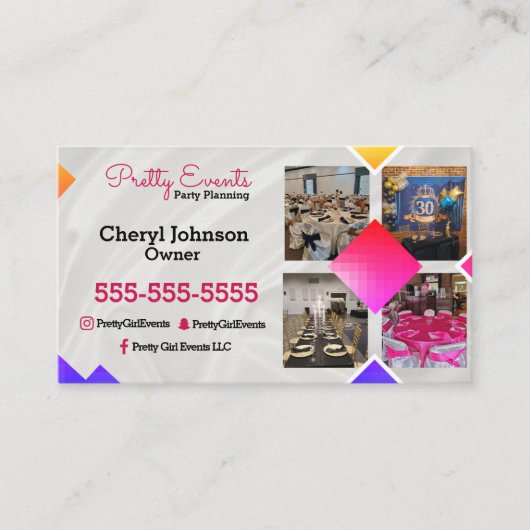 Party Planer Foto Visitenkarte (Vorderseite)