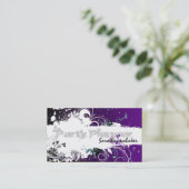 Party-Planer-Geschäfts-Kartegrunge-Spritzer lila Visitenkarte (Stehend Vorderseite)