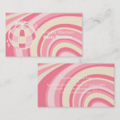 Party Planer Retro Groovy Wellen Disco Ball Rosa Visitenkarte (Vorne/Hinten)