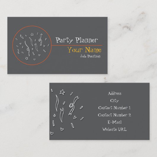 Party Planer Visitenkarte (Vorne/Hinten)