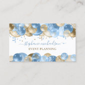 Party Planner Blue Gold Ballon QR Code Visitenkarte (Vorderseite)