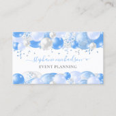 Party Planner Blue White Ballon Visitenkarte (Vorderseite)