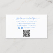 Party Planner Blue White Balloon QR-Code Visitenkarte (Rückseite)
