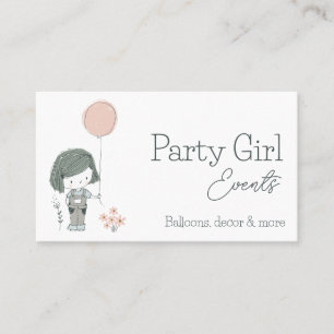 Party Planner Niedliche Girl-Ballon-Logo Visitenkarte