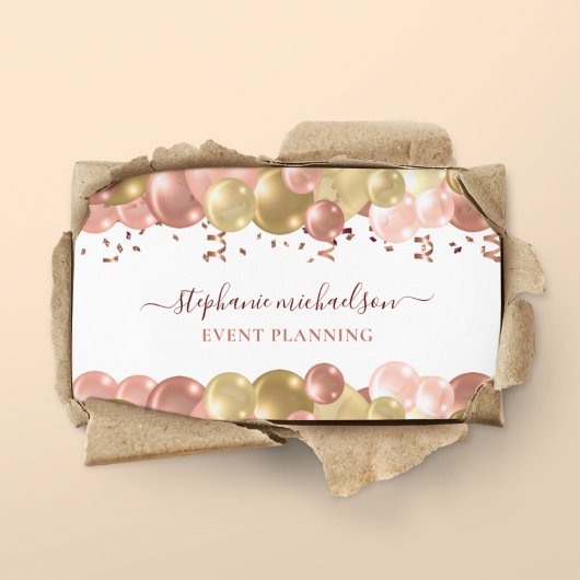 Party Planner Rose Gold Ballon QR Code Visitenkarte