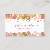Party Planner Rose Gold Ballon Visitenkarte (Vorderseite)