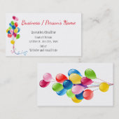 Party Planners Spaß farbenfrohe Balloons nach Maß Visitenkarte (Vorne/Hinten)