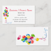 Party Planners Spaß farbenfrohe Balloons nach Maß Visitenkarte (Vorne/Hinten)