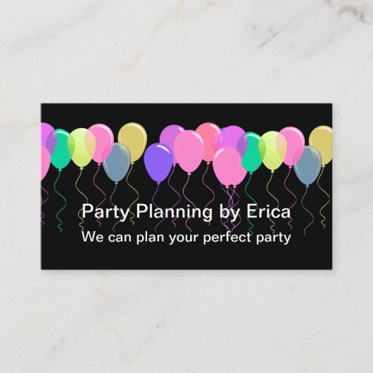 Party Planning Services Balloons Theme Visitenkarte (Vorderseite)