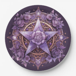 Party-Plate für Pentagramme - Lila Rose Pappteller