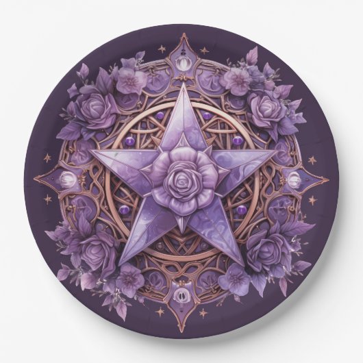Party-Plate für Pentagramme - Lila Rose Pappteller (Vorderseite)