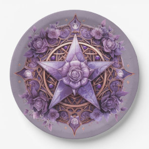 Party-Plate für Pentagramme - Lila Rose Pappteller