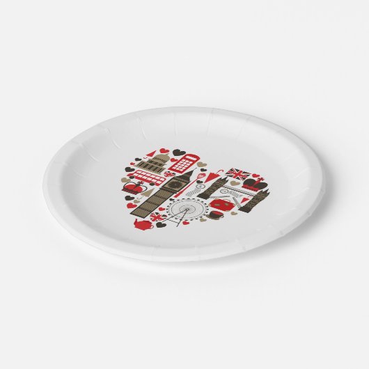 Party Plate Liebe London Pappteller (Schrägansicht)
