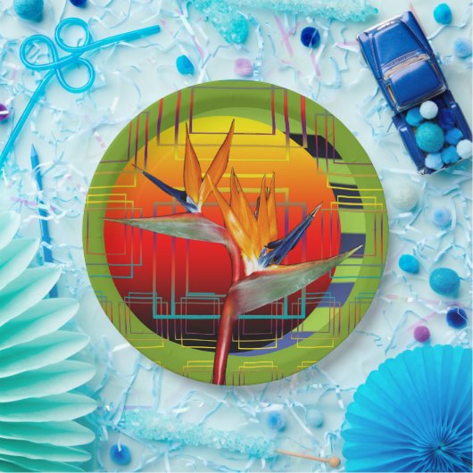 Party Plate Tropical Garden Bird of Paradise Pflan Pappteller (Party)