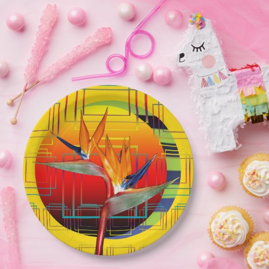 Party Plate Tropical Garden Bird of Paradise Pflan Pappteller (Party)