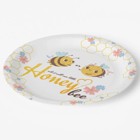 Party-Platte für Bienenenthüllungen Pappteller (Schrägansicht)